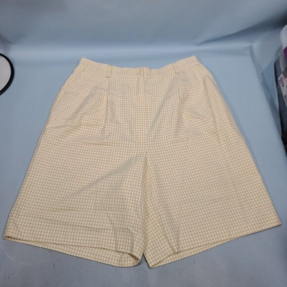 EP Pro 8" Light Yellow Plaid High Waisted Shorts Cullottes Womens Size 10 - Picture 1 of 7